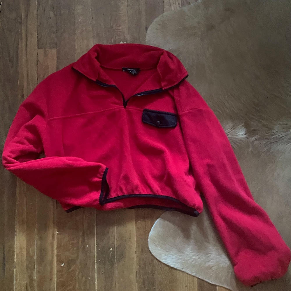 FLEECE CROPPED ZIPUP JACKET, QUARTER ZIP